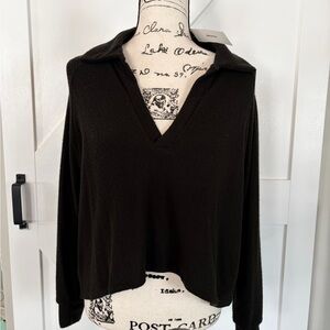 Urban Outfitters Black Textured V-Neck Sweater